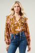Magnolia Floral Chessie Balloon Sleeve Ruffle Blouse